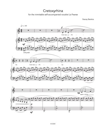 A picture of the first page of the score for Cretoxyrhina.