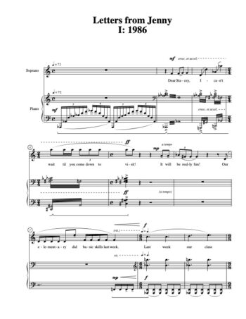 First page of the score for Letters from Jenny by Stacey Barelos