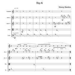 Front page of score for "Big Al" for soprano and string quartet