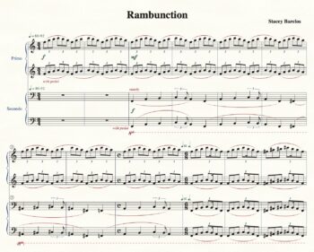 music score of Rambunction for piano duo