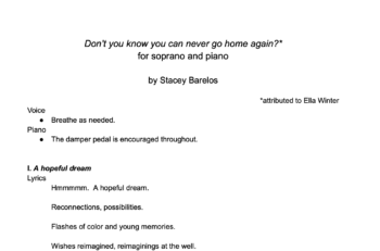 First page of text for "Don't you Know You can Never Go Home Again?" for voice and piano